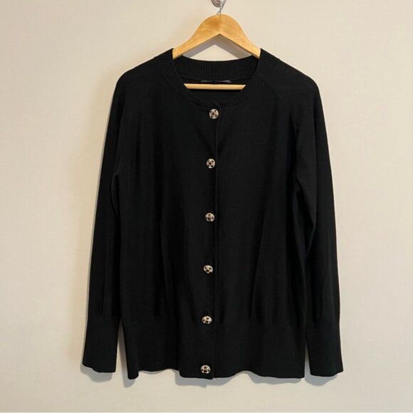 Preston & York Button front cardigan sweater Black Rhinestone Button Size XL - Picture 6 of 6